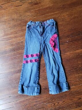 Mary-Kate and Ashley Girls Flared Jeans Patches Stash Pocket Size 4T Vintage